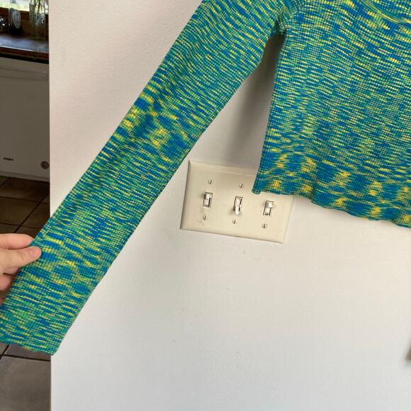 Y2K Forever 21 Womens L FLAW Blue Green Square Neck Space Dye Crop Top Festival - Picture 4 of 8